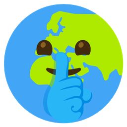 shushing face and globe showing Europe-Africa