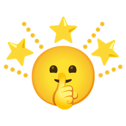 shushing face and glowing star