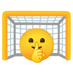 shushing face and goal net