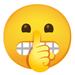 shushing face and grimacing face