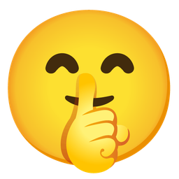 Shushing face and Grinning face with smiling eyes