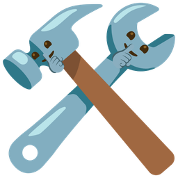 shushing face and hammer and wrench