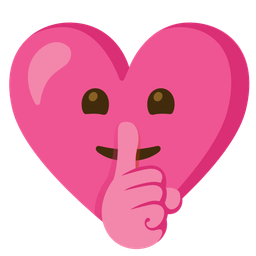 shushing face and heart with ribbon