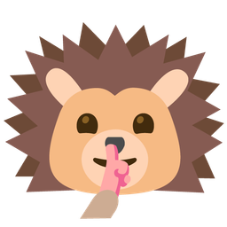shushing face and hedgehog