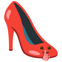 shushing face and high-heeled shoe