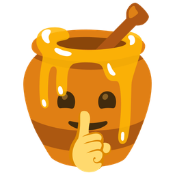 shushing face and honey pot