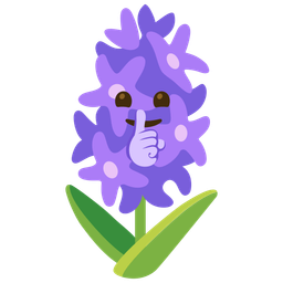 shushing face and hyacinth