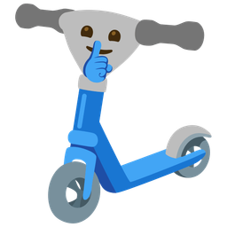 shushing face and kick scooter