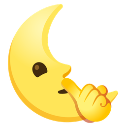 shushing face and last quarter moon face