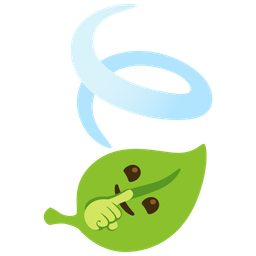 shushing face and leaf fluttering in wind