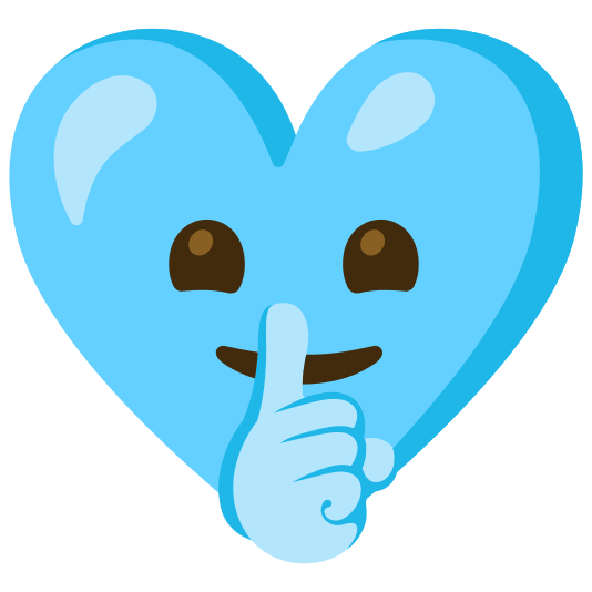 Shushing face and Light blue heart
