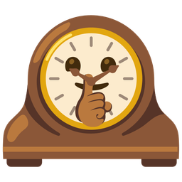 shushing face and mantelpiece clock