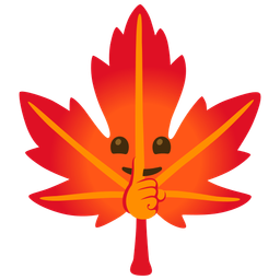 shushing face and maple leaf