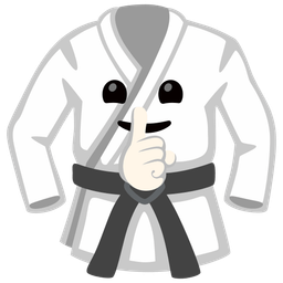 shushing face and martial arts uniform