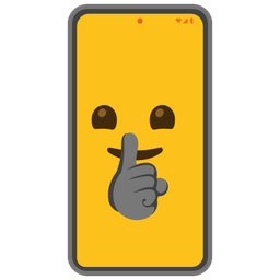 shushing face and mobile phone