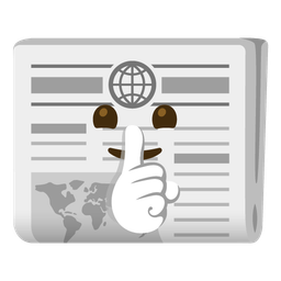 shushing face and newspaper