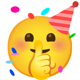 shushing face and partying face