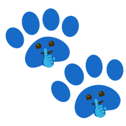 shushing face and paw prints