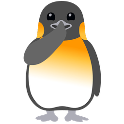 shushing face and penguin