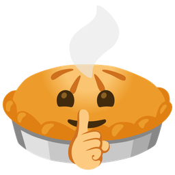 shushing face and pie