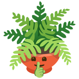 shushing face and potted plant