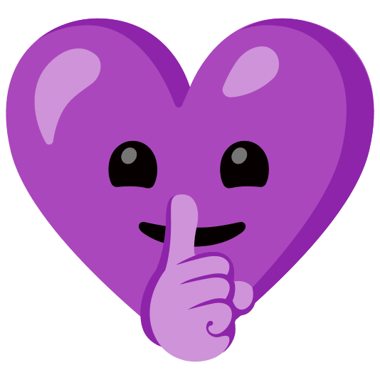 Shushing face and Purple heart