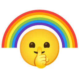 shushing face and rainbow