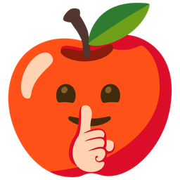 shushing face and red apple