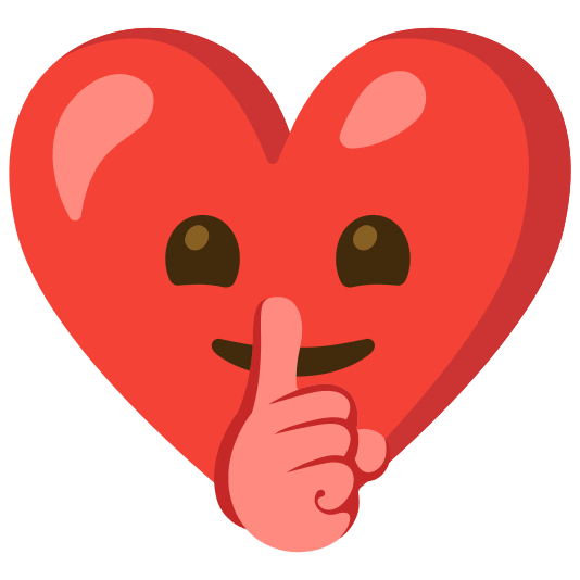 Shushing face and Red heart