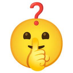 shushing face and red question mark