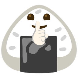 shushing face and rice ball