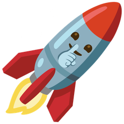 shushing face and rocket