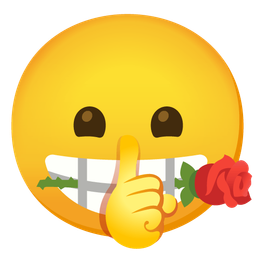 shushing face and rose