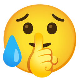 shushing face and sad but relieved face