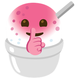 shushing face and shaved ice