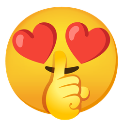 Shushing face and Smiling face with heart-eyes
