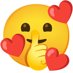 Shushing face and Smiling face with hearts