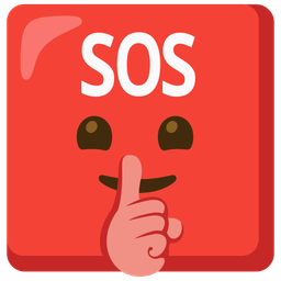 shushing face and SOS button