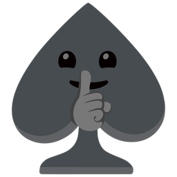 shushing face and spade suit