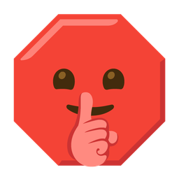 shushing face and stop sign