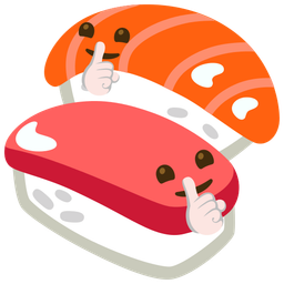 shushing face and sushi