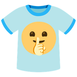 shushing face and t-shirt