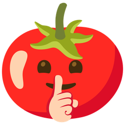 shushing face and tomato