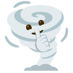 shushing face and tornado