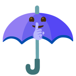 shushing face and umbrella