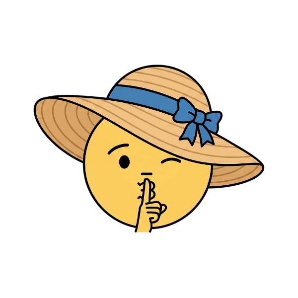 Shushing face and Woman’s hat