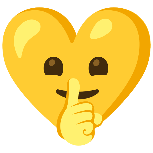 Shushing face and Yellow heart