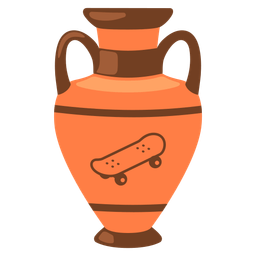 skateboard and amphora