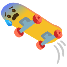 skateboard and anxious face with sweat