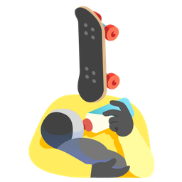 skateboard and baby bottle